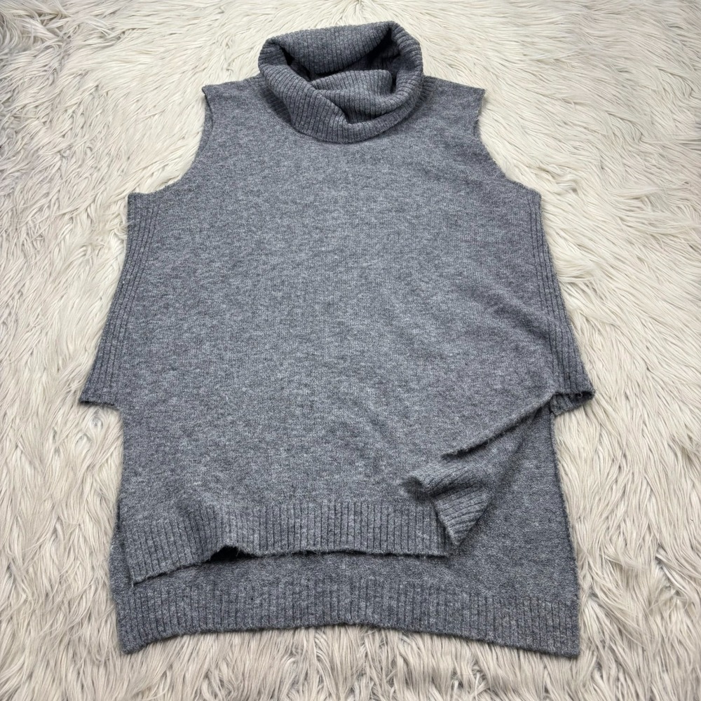 Sisters Women's S M Gray Cowl Neck Tunic Vest Sweater Lagenlook Artsy Bodywarmer